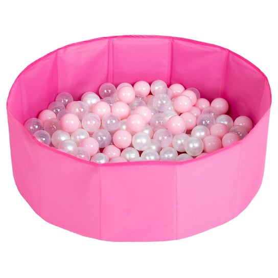 Selonis, suchy basen składany z piłeczkami 6cm różowy: pudrowy róż-perła-transparent 80x23/100piłek Selonis