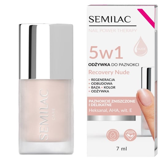 Semilac, Regenerująca odżywka do paznokci, Recovery Nude PowerTherapy 5w1, 7ml Semilac