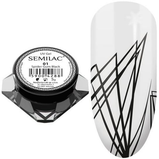 Semilac żel do zdobień Spider Gum Black klasyczna czerń nr. 01 - 5g Semilac