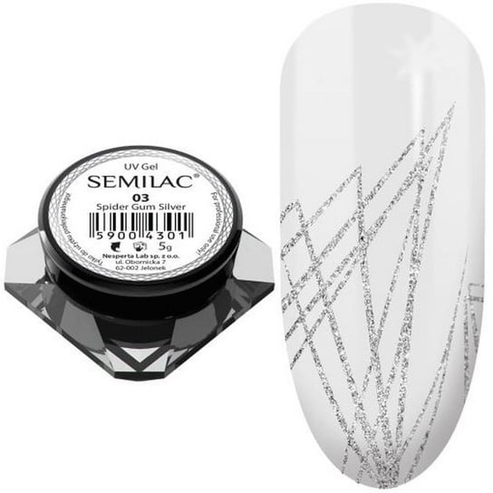 Semilac żel do zdobień Spider Gum Silver srebrny blask nr. 03 - 5g Semilac