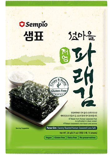 Sempio, Snacki Parae Gim z alg morskich o zmniejszonej zawartości soli 5g SEMPIO