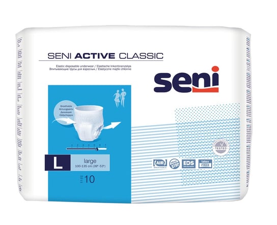 Seni Active Classic, elastyczne majtki chłonne, large 100-135 cm, 10 sztuk Seni