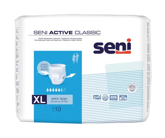 Seni Active Classic. extra large 120-160 cm, elastyczne majtki chłonne, 10 sztuk TZMO