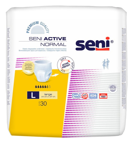 Seni, Active Normal, elastyczne majtki chłonne L 100-135 cm, 30 szt. Seni
