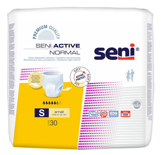 Seni Active Normal, elastyczne majtki chłonne, small 55-85 cm, 30 sztuk TZMO