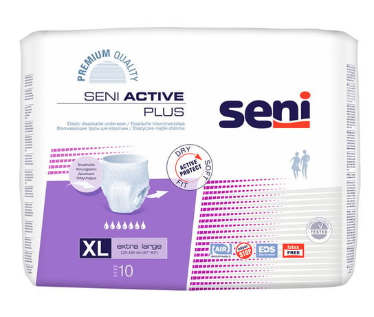 Seni Active Plus. extra large 120-160 cm, elastyczne majtki chłonne, 10 sztuk Seni