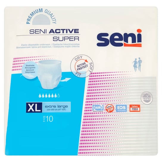Seni Active Super, elastyczne majtki chłonne, extra large 120-160 cm, 10 sztuk Seni
