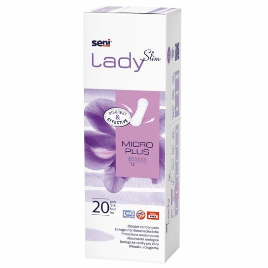 Seni lady, Slim Micro Plus, Wkładki urologiczne dla kobiet, 7x20.5cm, 20 szt. Bella