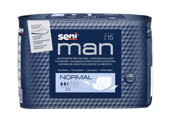 Seni Man Normal. anatomiczne wkładki urologiczne, 15 sztuk Seni