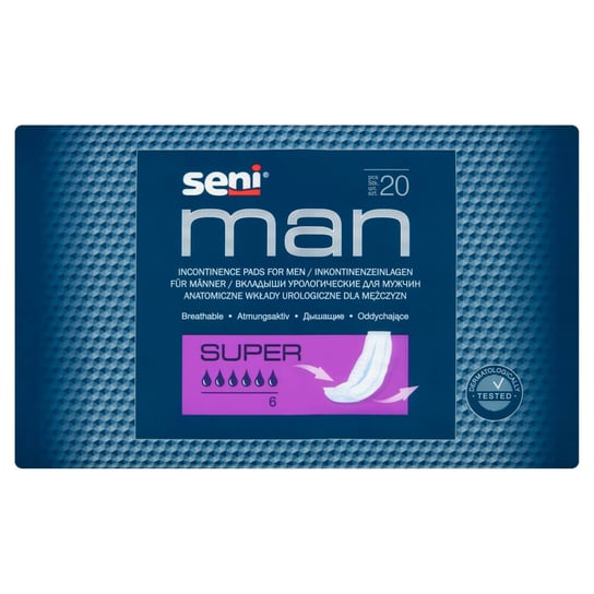 Seni, Man Super, anatomiczne wkładki urologiczne, 20 szt. Seni