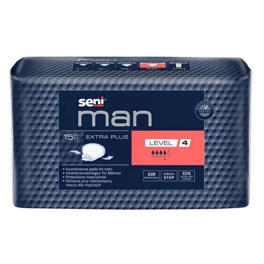 Seni, Man, Wkładki urologiczne dla mężczyzn Extra Plus Level 4 22,5x27 cm, 15 szt. Seni
