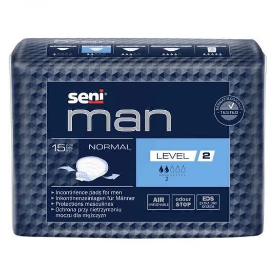 Seni, Man, Wkładki urologiczne dla mężczyzn Normal Level 2 19x23,5 cm, 15 szt. Seni