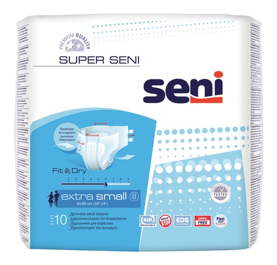 Seni Super, extra small 40-60 cm, pieluchomajtki, 10 sztuk Seni