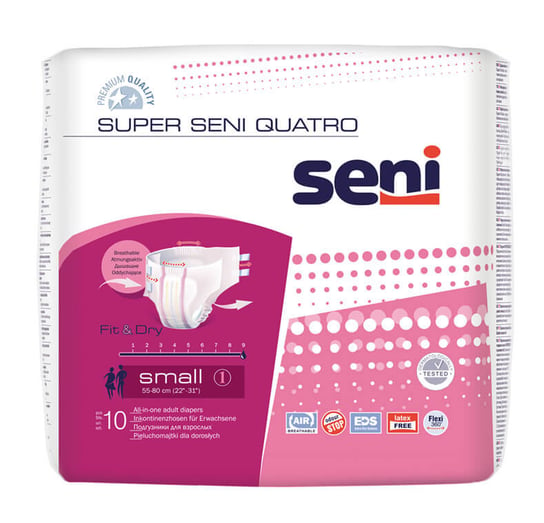 Seni Super Quatro. small 55-80 cm, pieluchomajtki, 10 sztuk Seni