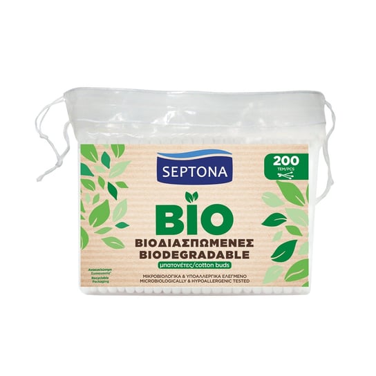 Septona, Ecolife, Patyczki higieniczne biodegradowalne, 200 szt. Septona