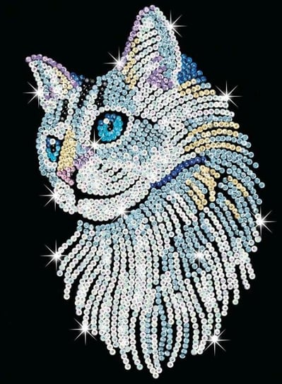 Sequin Art, Obrazek z cekinów Biały Kot.25x34cm, Niebieski Sequin Art
