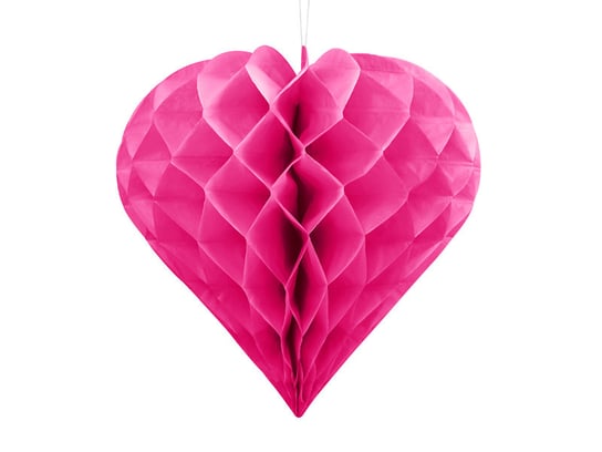 Serce bibułowe, ciemny różowy, 20 cm PartyDeco