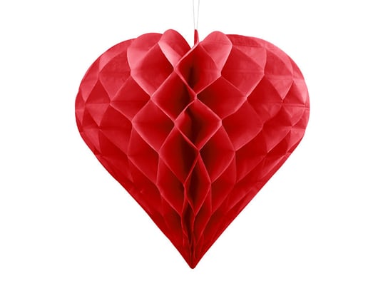Serce bibułowe, czerwony, 30 cm PartyDeco