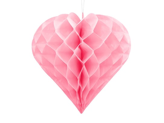 Serce bibułowe, jasny różowy, 30 cm PartyDeco