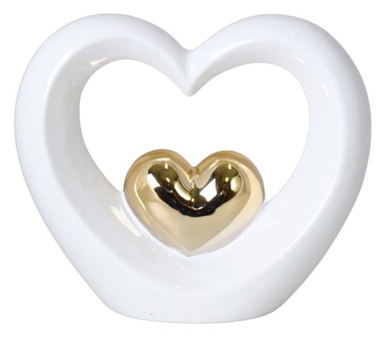 Serce Ceramiczne Białe Ze Złotym Serduszkiem Ewax