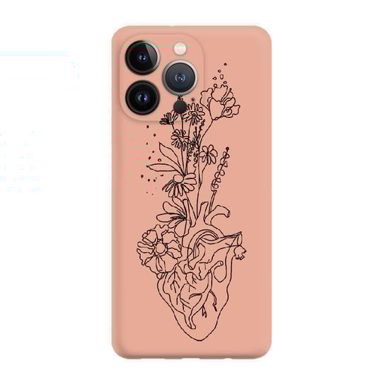 Serce Minimal - Iphone 15 Pro Max Etui Matowe Brzoskwiniowy Róż [Tif 05E] PieceofCase