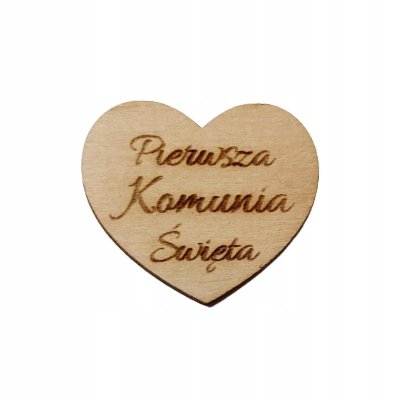 Serce z grawerem sklejka 3cm Komunia 10 sztuk Pamario