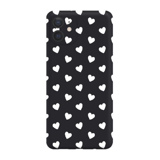 Serduszka Białe - Iphone 12 Mini Etui Matowe Czarne [Tif 37E] PieceofCase