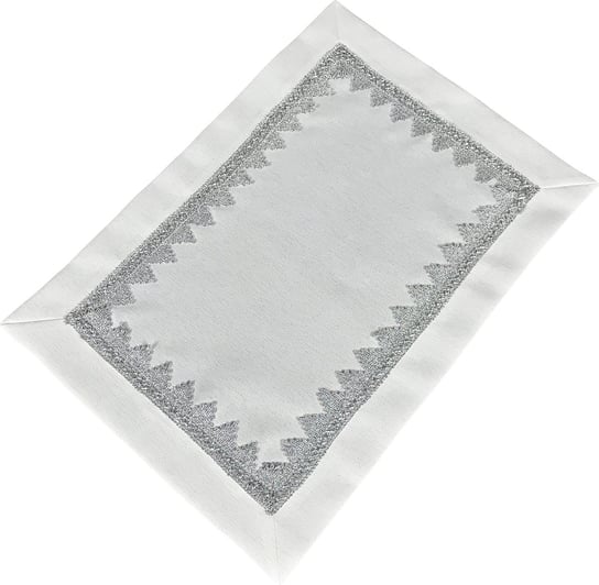 Serwetka dekoracyjna, 35x50, biała z błyszczącą nitką i aplikacją, OH-253-B Dekorart