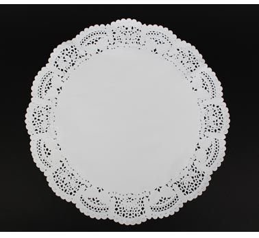 Serwetka dekoracyjna, okrągła, biała, 36 cm, 12 sztuk 