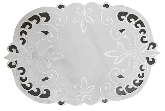 Serwetka z haftem, 30x45, biała z motywem roślinnym, OH-151-A Dekorart