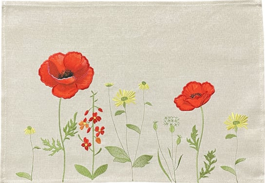Serwetka z haftem, 35x50, beżowa w kwiaty, OH-243-B Dekorart
