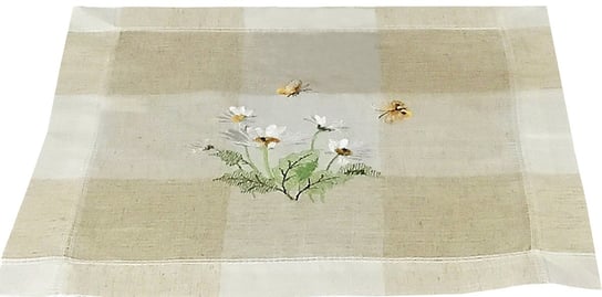 Serwetka z haftem, 40x40, beżowa w kwiaty, OH-241-A Dekorart