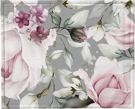 Serwetka z nadrukiem, 35x35, szary w kwiaty, OM01-7 Mariall Design