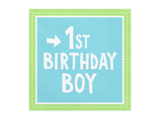 Serwetki, 1 Urodziny - Birthday Boy, błękitne, 33 cm, 20 sztuk PartyDeco