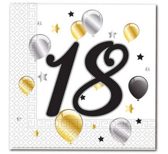 Serwetki, 18 urodziny Balloons, 33 cm, 20 sztuk Procos