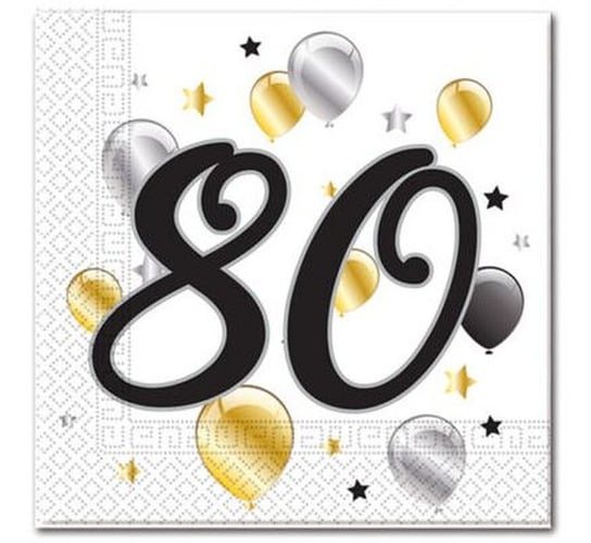 Serwetki, 80 urodziny Balloons, 33 cm, 20 sztuk Procos