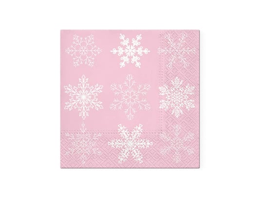 Serwetki bożonarodzeniowe Płatek śniegu różowe - 33 cm - 20 szt. PAW