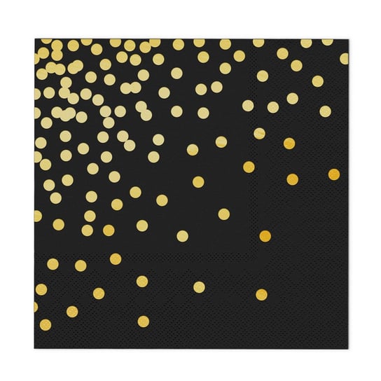 Serwetki Czarne w złote kropki 33x33cm, 10 szt. PartyPal