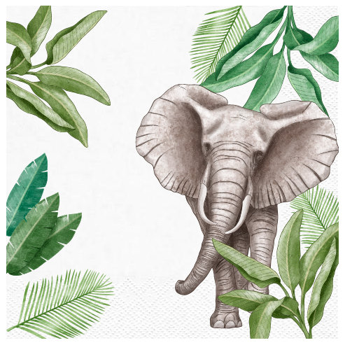 Serwetki dekoracyjne papierowe z nadrukiem słonia słonik Elephant Słoń Zoo somgo