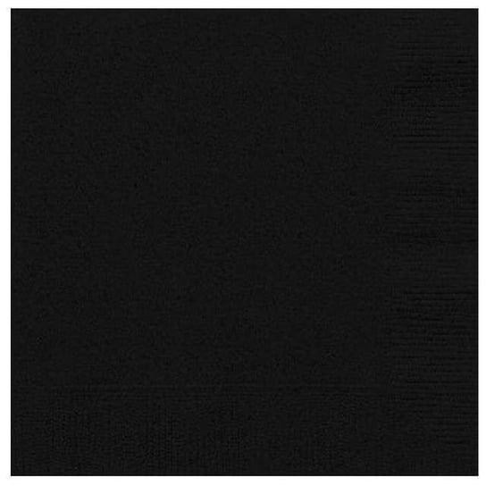 Serwetki, "Gładkie", czarne, 25 cm, 20 sztuk Amscan