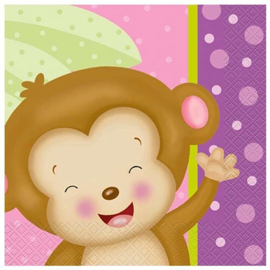 Serwetki, Monkey for Girl, 33 cm, 16 sztuk Unique