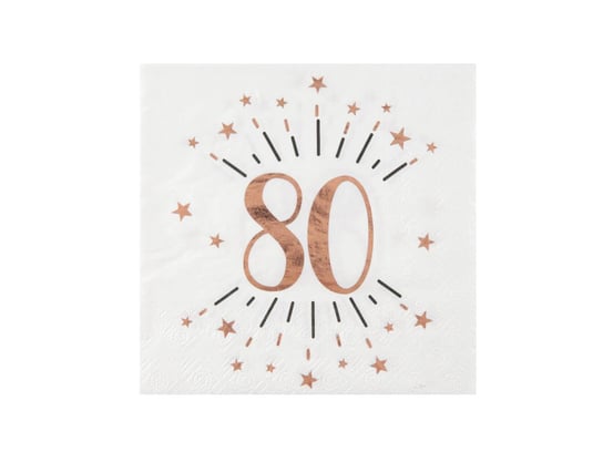 Serwetki na osiemdziesiąte urodziny Sparkling różowe złoto- 33 cm - 10 szt. SANTEX