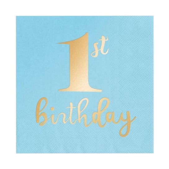 Serwetki papierowe 1st birthday niebieskie - 10 sztuk urodziny roczek PartyPal