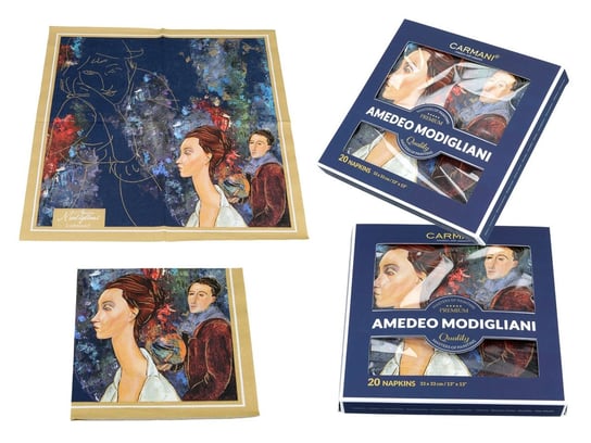 Serwetki papierowe 20szt. - A. Modigliani, Kobieta w kapeluszu i Mario Varvogli (CARMANI) Carmani