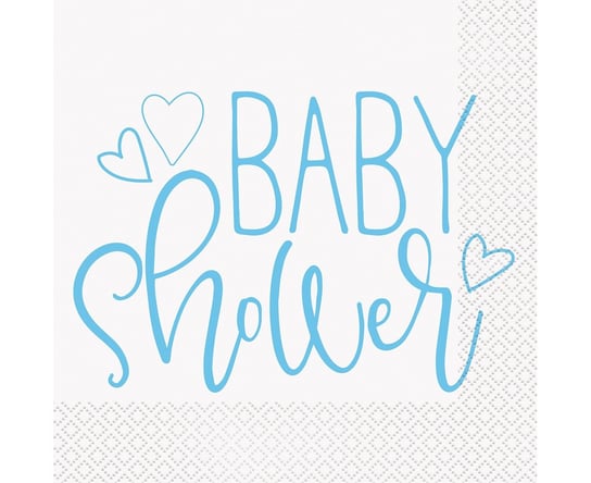 Serwetki papierowe Baby Shower, niebieskie serca, 33x33 cm, 16 szt. Unique