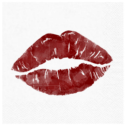Serwetki papierowe białe nadruk czerwone usta usteczka Walentynki somgo