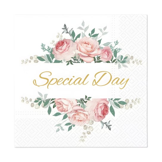 Serwetki papierowe białe Róże Special Day 33cm 20szt ABC