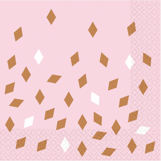 Serwetki papierowe, Happy Birthday, różowo-złote, 33x33 cm, 16 sztuk 