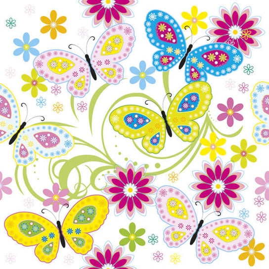 Serwetki Papierowe Motyle Kwiaty 33 X 33 Cm Pol-Mak