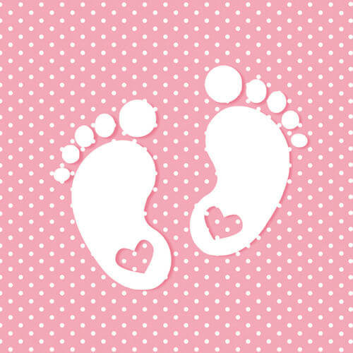 Serwetki papierowe stópki na baby shower różowe, 20 szt. POL-MAK